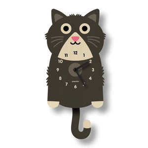 Kitten Pendulum Clock - Wooden with swinging tail