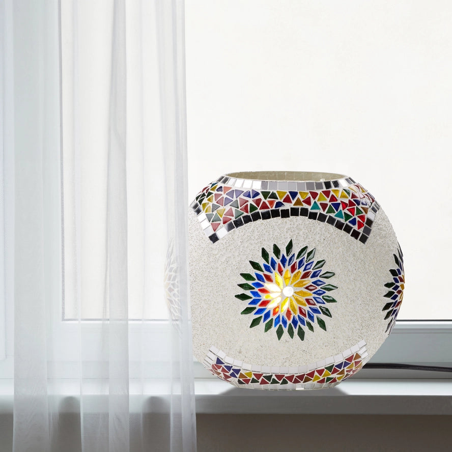 Multicolor Globe Shade Mosaic Glass Accent Lamp