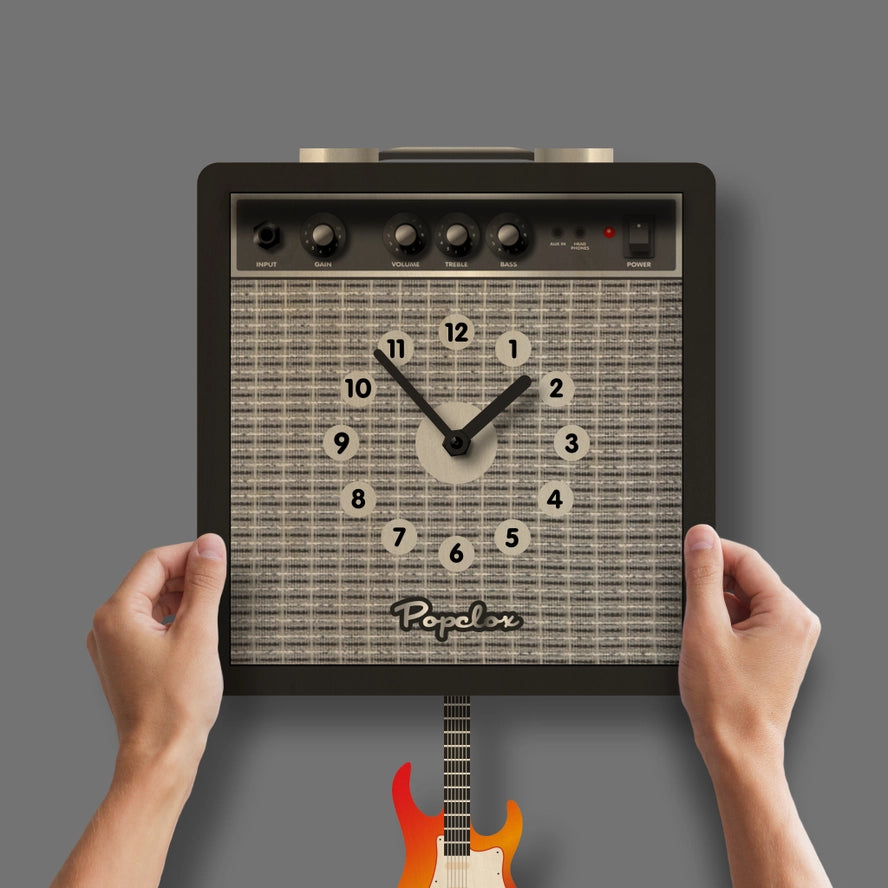 Guitar Amp Pendulum Clock - Wood