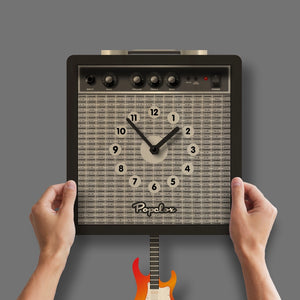Guitar Amp Pendulum Clock - Wood