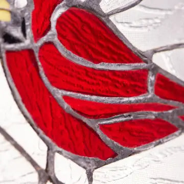 Clara the Cardinal Red Stained Glass Window Panel