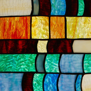 7.5"H Multicolor Stack of Books Stained Glass Window Panel