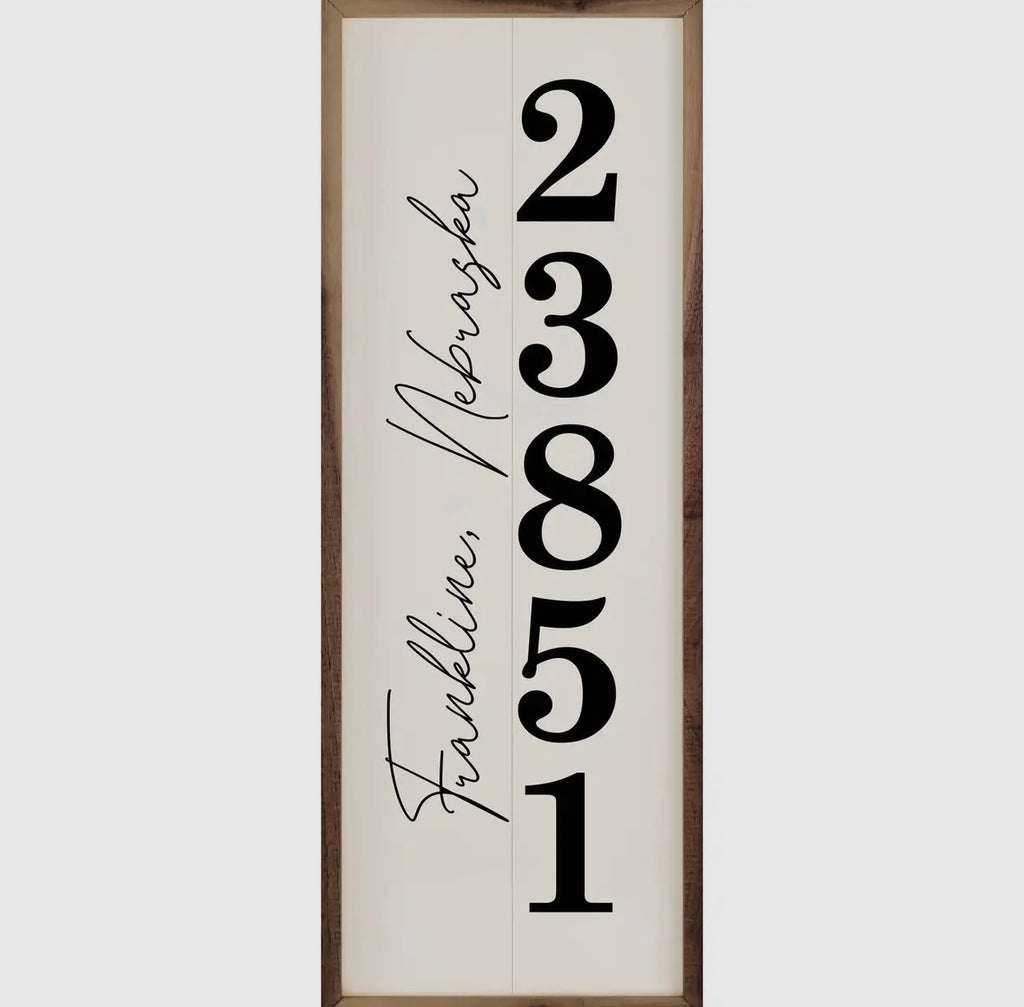 BIG Personalized Zip City State
Vertical White made in the USA