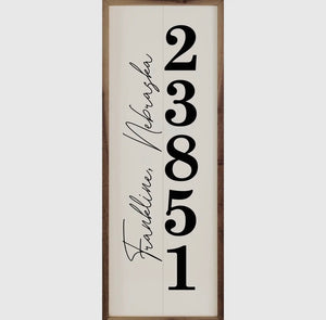 BIG Personalized Zip City State
Vertical White made in the USA