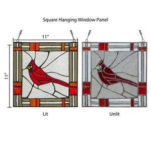 Clara the Cardinal Red Stained Glass Window Panel