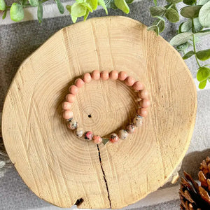 Beige Red Jade + Rosewood Bracelet