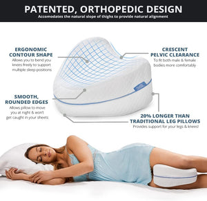 Cool Gel Leg & Knee Memory Foam Side Sleeper Support Pillow - Soothing Pain Relief for Sciatica, Back, HIPS Knees & Joints