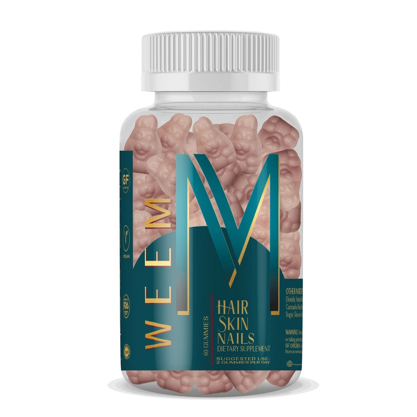 WEEM Hair Skin and Nails Gummies - Supports Healthy Hair - Vegan biotin Vitamins for Women & Men Supports Faster Hair Growth, Stronger Nails, Healthy Skin, Extra Strength