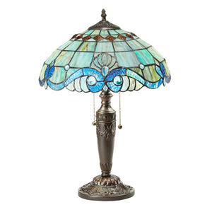 20"H Jasmine Blue & Green Stained Glass Table Lamp