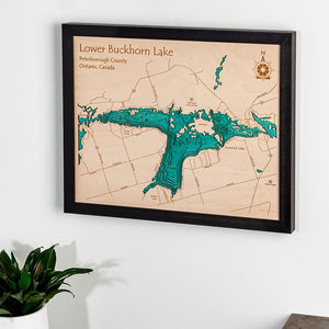 Personalized to Your Lake Here | 3D Wood Map