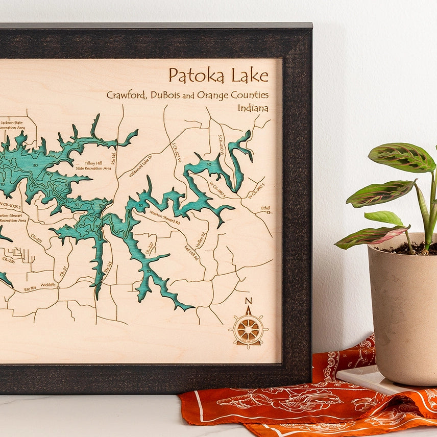 Personalized to Your Lake Here | 3D Wood Map