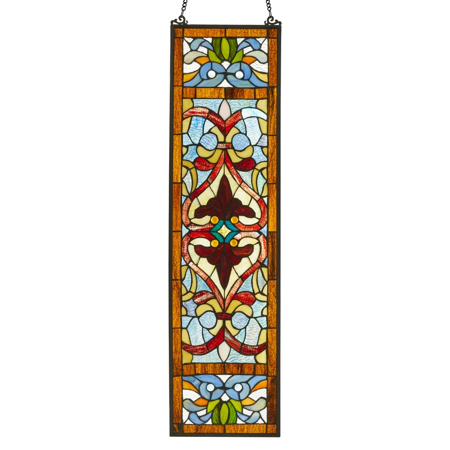 36"H Lani Victorian Red or Blue Stained Glass Window Panel