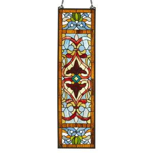 36"H Lani Victorian Red or Blue Stained Glass Window Panel