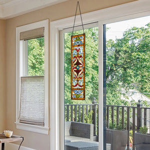 36"H Lani Victorian Red or Blue Stained Glass Window Panel