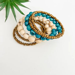 Madison Wrap Bracelet - Cream/Blue