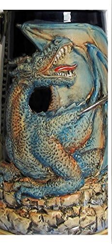 Medieval Horse Riding Knight Fighting a Dragon LE German Beer Stein .5 L Germany