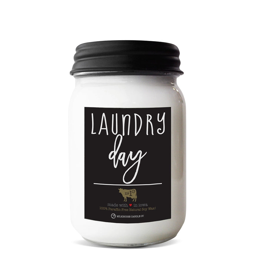 13 oz Mason Jar Candle: Laundry Day Scent