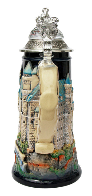 Neuschwanstein Castle 3D Beer Stein with Faceted Crystal Lid