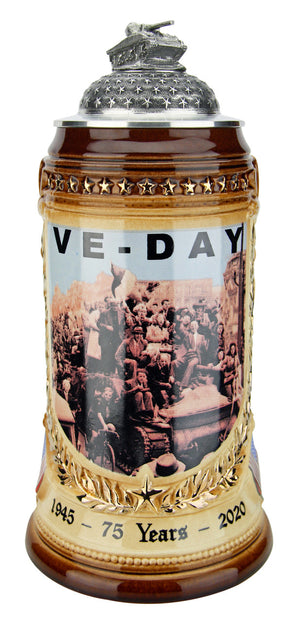 75 Years VE-Day Anniversary Beer Stein with Tank Lid