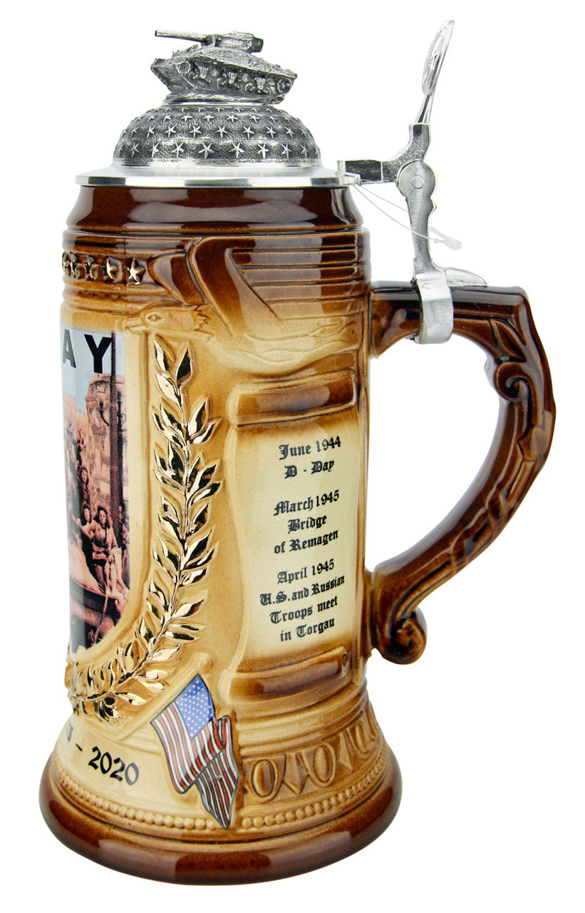 75 Years VE-Day Anniversary Beer Stein with Tank Lid