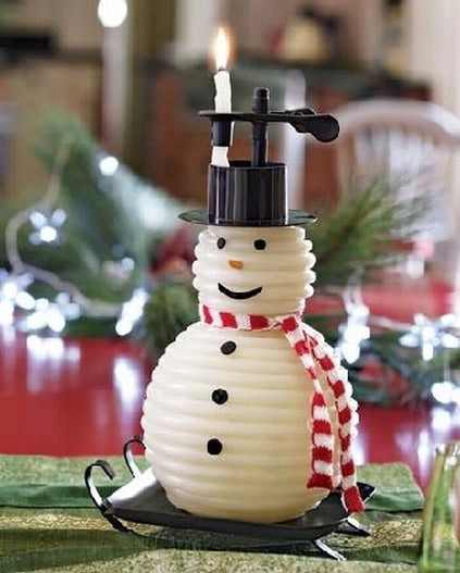 100 Hour Snowman Candle with Black Base