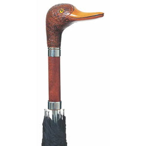 Mallard Duck Handle Self Opening Umbrella with Sheath