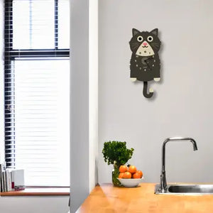 Kitten Pendulum Clock - Wooden with swinging tail