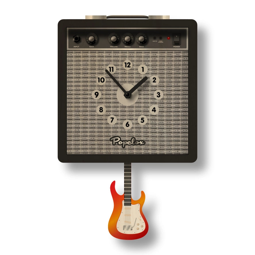 Guitar Amp Pendulum Clock - Wood
